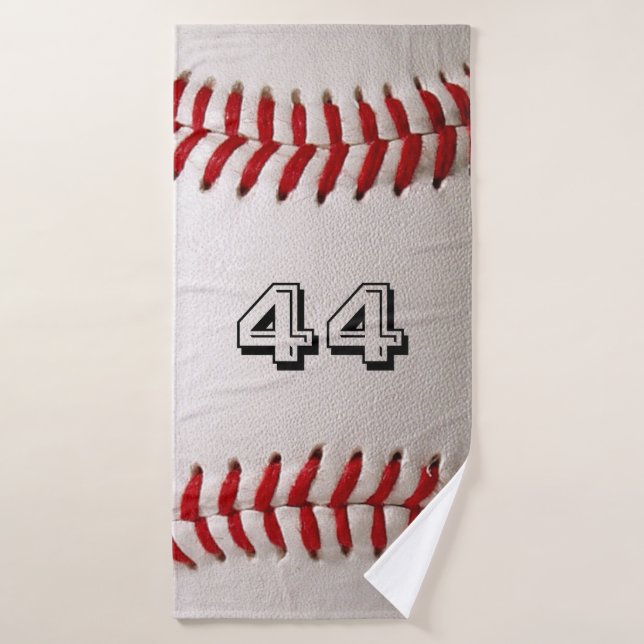 Baseball mit benutzerdefinierbarer Nummer Badehandtuch (Badehandtuch)