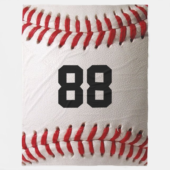 Baseball mit benutzerdefinierbarer Nummer Fleecedecke (Vorderseite)