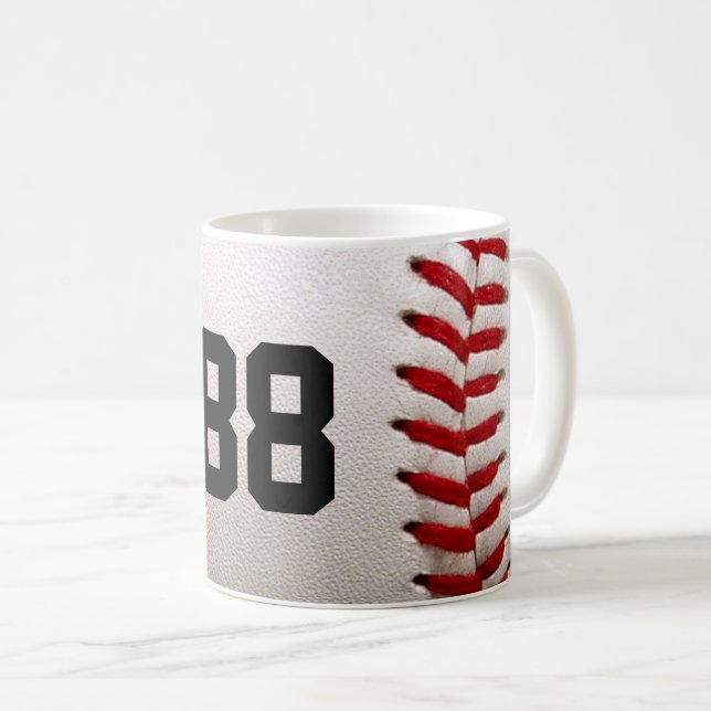 Baseball mit benutzerdefinierbarer Nummer Kaffeetasse (VorderseiteRechts)