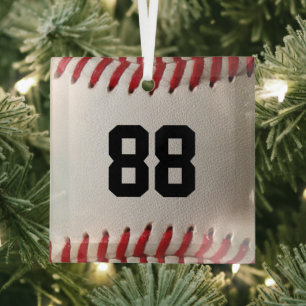 Baseball mit benutzerdefinierbarer Nummer Ornament Aus Glas