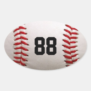 Baseball mit benutzerdefinierbarer Nummer Ovaler Aufkleber