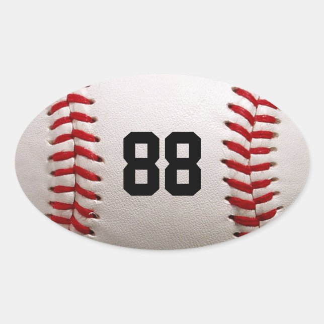 Baseball mit benutzerdefinierbarer Nummer Ovaler Aufkleber (Vorderseite)