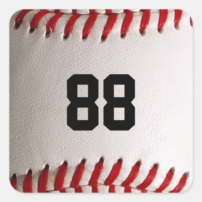 Baseball mit benutzerdefinierbarer Nummer Quadratischer Aufkleber (Vorderseite)