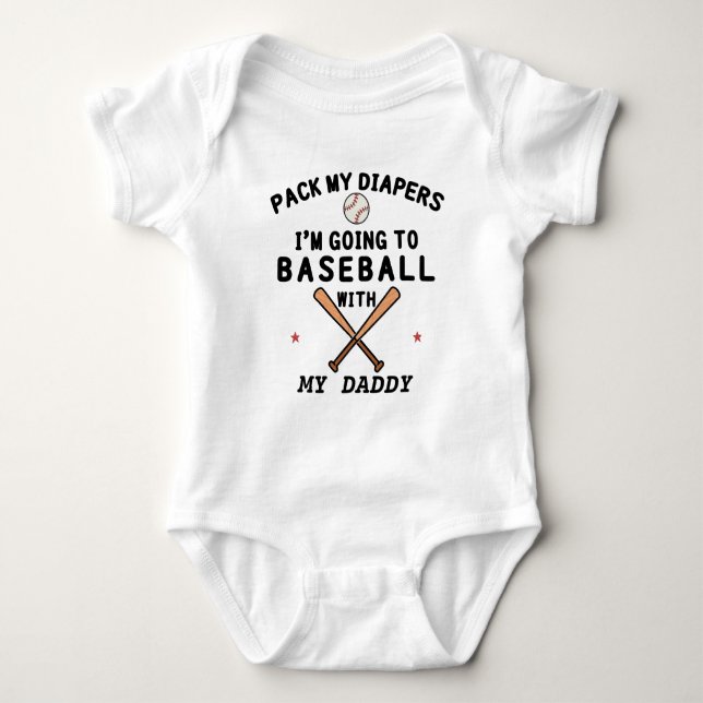 Baseball mit Daddy | Baseball-Vater | Baseball Baby Strampler (Vorderseite)