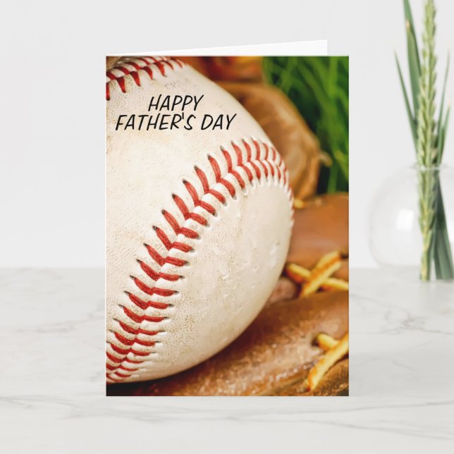 Baseball mit Glove Happy Vatertag Karte (Vorderseite)