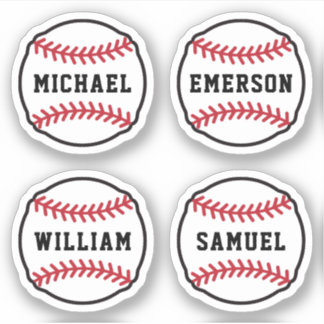 Baseball mit individuelle Name oder Text, Set von Aufkleber
