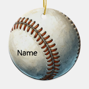 Baseball mit Name auf dem Ball für den Spieler Keramik Ornament