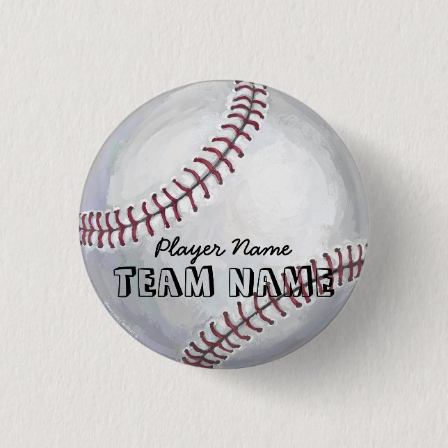Baseball mit Name und Nummer Button (Vorderseite)