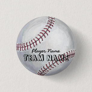 Baseball mit Name und Nummer Button