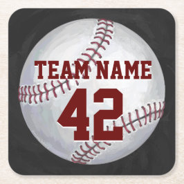 Baseball mit Name und Nummer Rechteckiger Pappuntersetzer