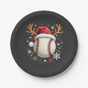 Baseball mit Rentierhörnern und Weihnachten  Pappteller