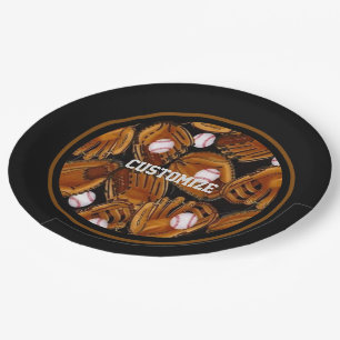 Baseball-Mitt-Muster Pappteller