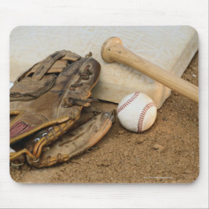 Baseball, Mitt und Bat auf Basis Mousepad