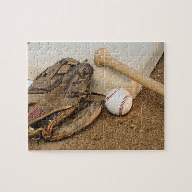Baseball, Mitt und Bat auf Basis Puzzle (Horizontal)