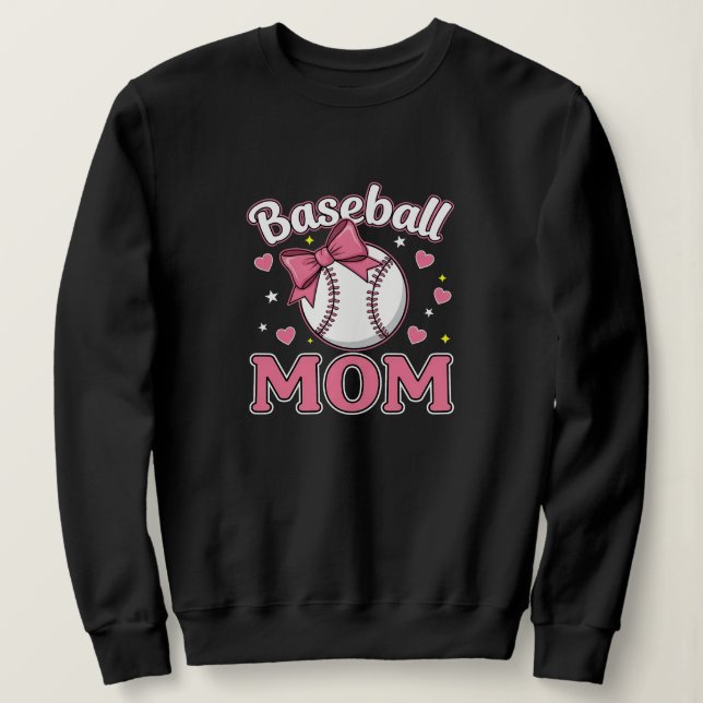 Baseball Mom Cute Pink Bow Design Sweatshirt (Design vorne)