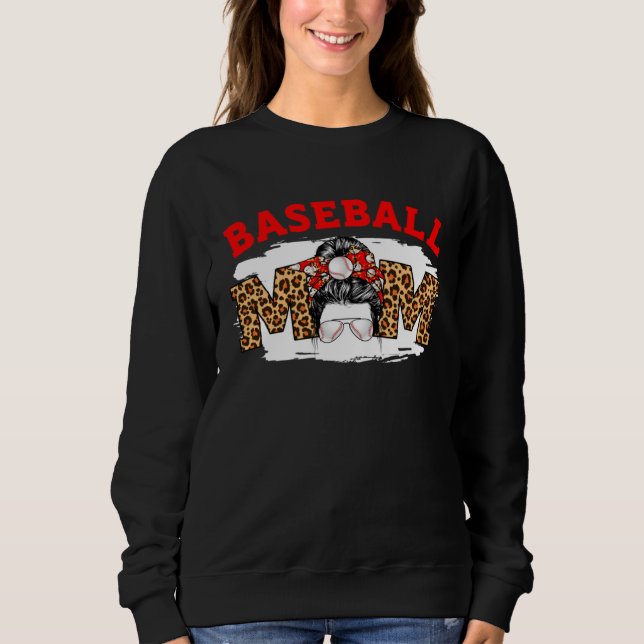 Baseball Mom Messy Bun Cute Mother s Day Basketbal Sweatshirt (Vorderseite)