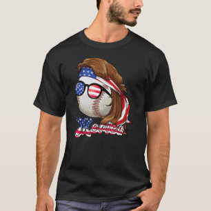 Baseball Mullet 4. Juli Amerikanische Flagge Meric T-Shirt