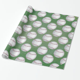 Baseball-Muster auf Grün Geschenkpapier