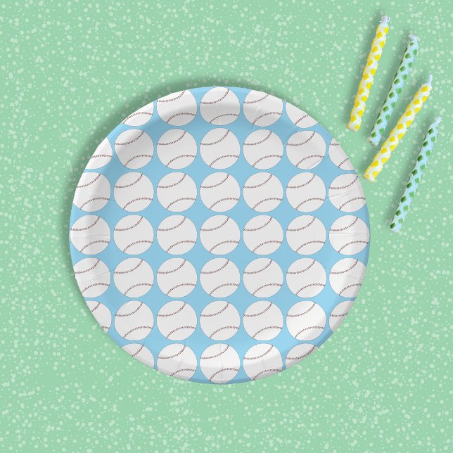 Baseball-Muster Blaue Papierplatte Pappteller (Simple baseball pattern blue paper plate)