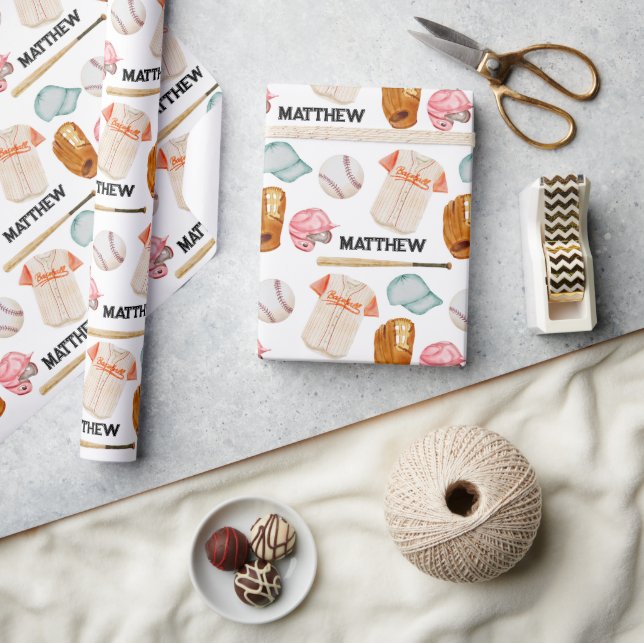 Baseball-Muster Geburtstagspapier Geschenkpapier (Kunsthandwerk)