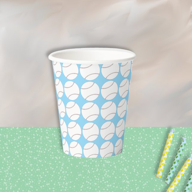 Baseball-Muster Hellblaue Papiertasse Pappbecher (Baseball pattern light blue paper cup)