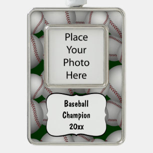 Baseball-Muster Rahmen-Ornament Silber
