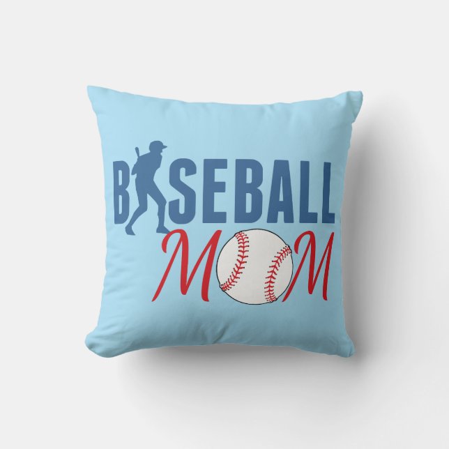 Baseball-Mutter Blau Kissen (Vorderseite)