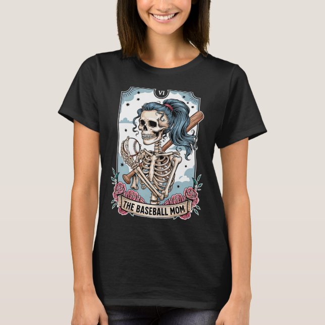 Baseball-Mutter Tarotkarte Skelett Baseball-Mutter T-Shirt (Vorderseite)