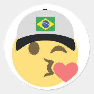 Baseball-Mütze Brasiliens Emoji Runder Aufkleber