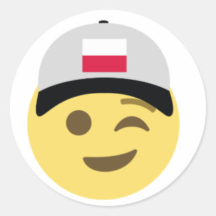 Baseball-Mütze Polens Emoji Runder Aufkleber