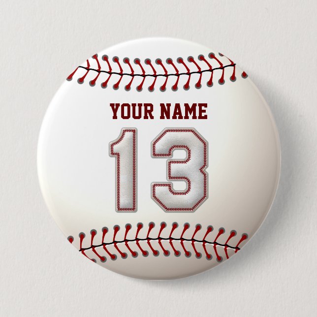 Baseball näht Spieler Nr. 13 und individuellen Button (Vorderseite)
