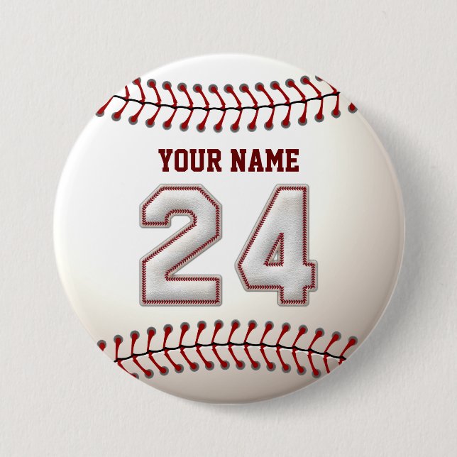Baseball näht Spieler Nr. 24 und individuellen Button (Vorderseite)