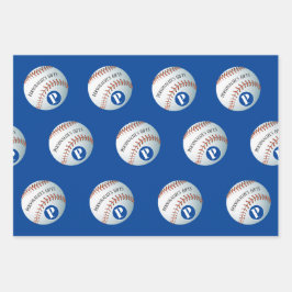 Baseball-Name für die benutzerdefinierte Monografi Geschenkpapier Set
