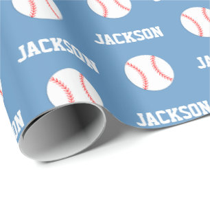 Baseball Name Muster blau Geschenkpapier