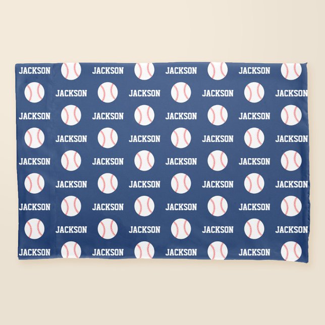 Baseball Name Pattern Navy Blue Kissenbezug (Von Creator hochgeladen)