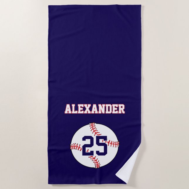 Baseball | Name und Nummer Strandtuch (Vorderseite)