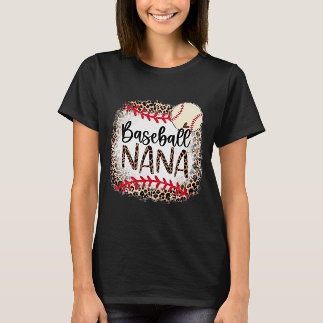 Baseball Nana Softball Leopard Matching Family T-Shirt (Vorderseite)