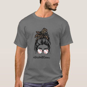 Baseball Nanny Messy Hair Bun Leopard Frauen Mutte T-Shirt