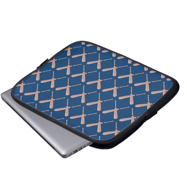 Baseball-Navy Laptopschutzhülle (Vorne Knopf)