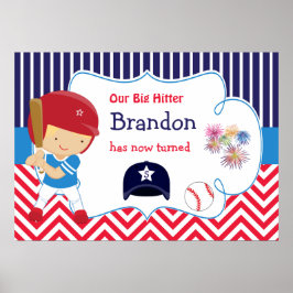 Baseball Niedlich Blonde Hair Boy Birthday Poster
