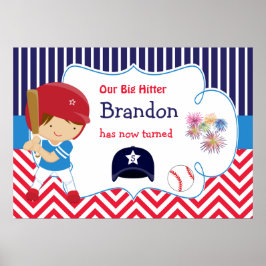 Baseball Niedlich Brünett Hair Boy Geburtstagspops Poster