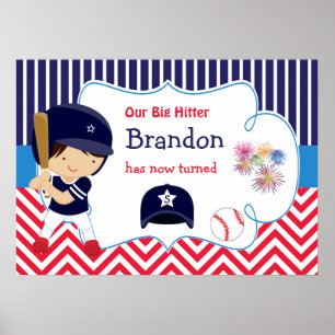 Baseball Niedlich Dark Hair Boy Birthday Poster