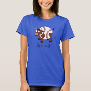 Baseball Niedlich Kids Cartoon Bull T-Shirt