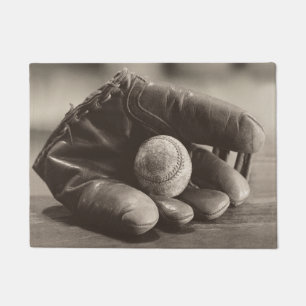 Baseball-Nostalgie - Mitt und Baseball Fußmatte