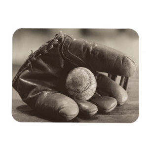 Baseball Nostalgie - Mitt und Baseball Magnet