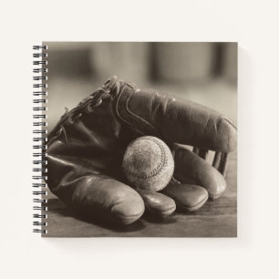 Baseball Nostalgie - Mitt und Baseball Notizbuch