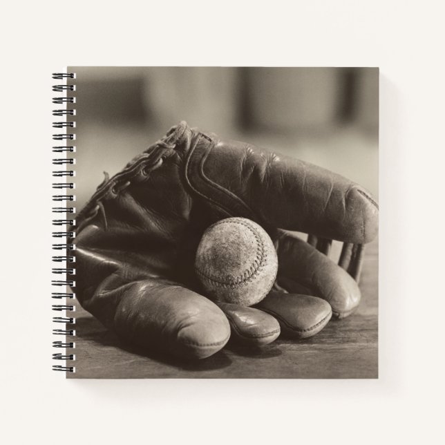 Baseball Nostalgie - Mitt und Baseball Notizbuch (Vorderseite)