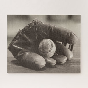 Baseball Nostalgie - Mitt und Baseball Puzzle