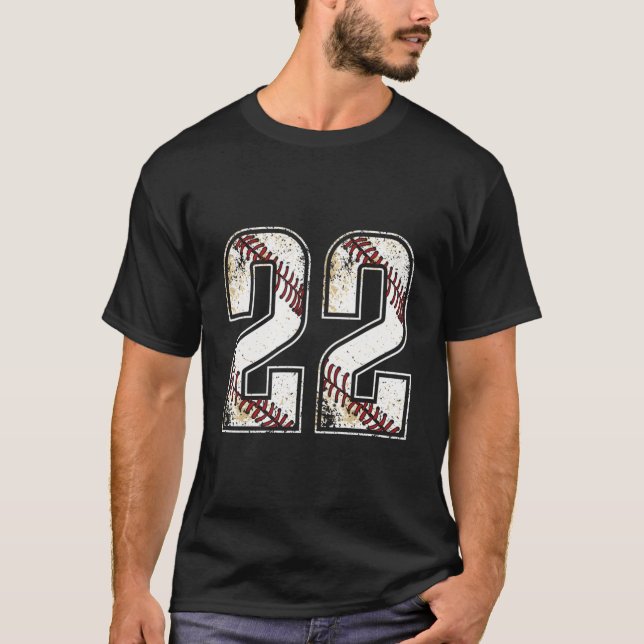 Baseball Number 22 Favorite Lucky Number T-Shirt (Vorderseite)