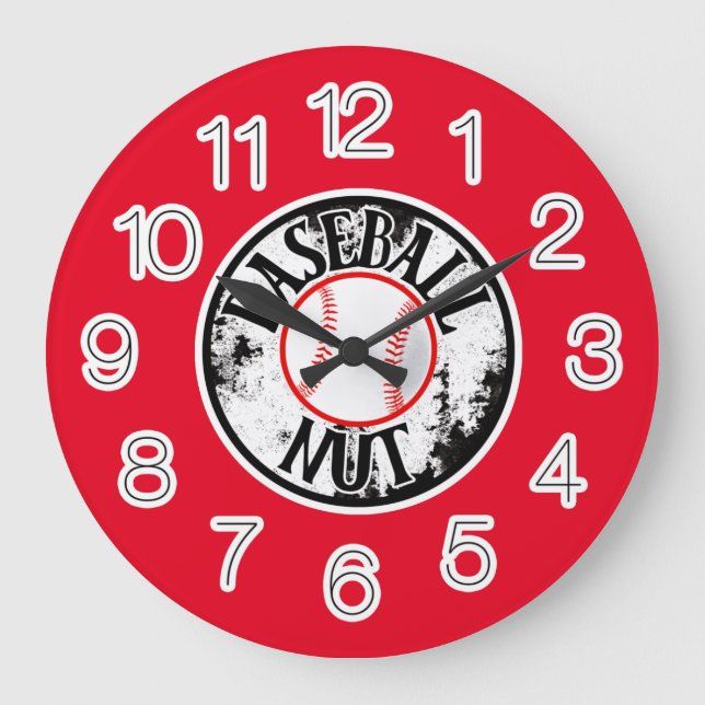 Baseball-Nuss-Großuhr Große Wanduhr (Vorderseite)